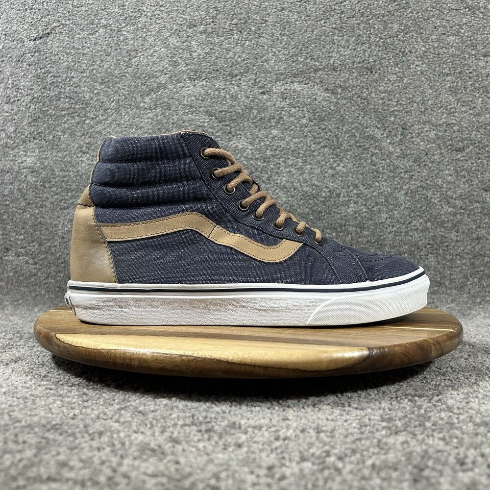 VANS Sk8-Hi Reissue Men's Size 8.5 Navy Blue Denim Athletic Skate Shoes Used